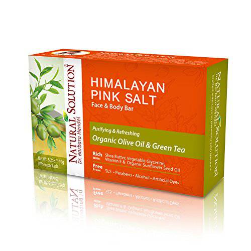 Himalayan Pink Salt Body Soap, Moisturizing and Hydrating with Olive Oil & Green Tea, Soap Bar - 1 Piece
