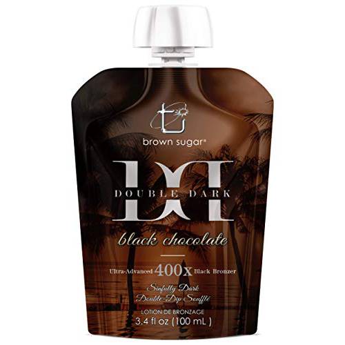 Brown Sugar Ultra Advanced 400X DOUBLE DARK BLACK CHOCOLATE Bronzer 3.4 ounce Indoor Tanning Lotion portable travel pouch