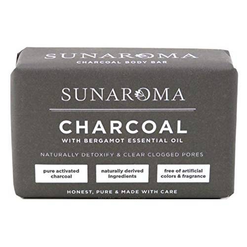 Sunaroma Soap Bar Charcoal With Bergamot Oil 8 Ounce (6 Pack)