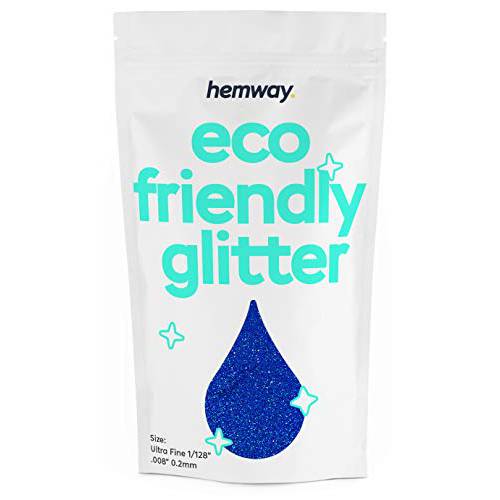 Hemway Eco Friendly Biodegradable Glitter 100g / 3.5oz Bio Cosmetic Safe Sparkle Vegan for Face, Eyeshadow, Body, Hair, Nail and Festival - Ultrafine (1/128 0.008 0.2mm) - Sapphire Blue Holographic