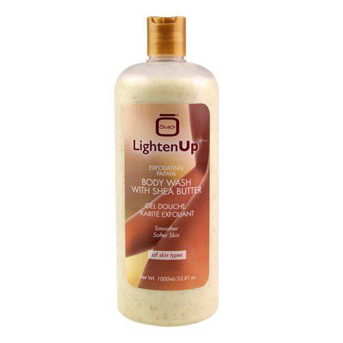 LightenUp Exfoliating Body Wash - 33.8 Fl oz / 1000 ml - Formulated to Exfoliate and to Nourish Skin, with Shea Butter, Papaya