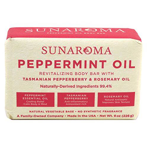 Sunaroma Bar Pepper Mint Oil Soap 8 Ounce (236ml) (3 Pack)
