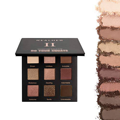 RealHer Eyeshadow Palette II- Make It Happen - 9 Shades - Dark and Light Browns, Bronze, Coppers - Perfect Basics for Subtle and Dramatic Smokey Eyes