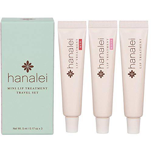Cruelty-Free and Paraben-Free Lip Treatment to Soothe Dry Lips by Hanalei – Made with Kukui Oil, Shea Butter, Grapeseed Oil – Made in USA – Multi-colored Travel-Size 3 Pack (5ml/5g/0.17oz x 3 tubes)
