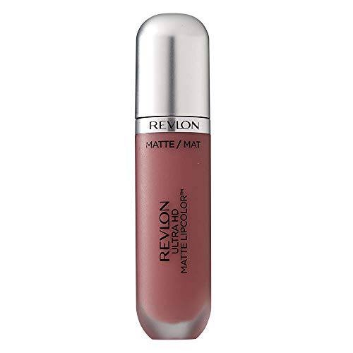 Revlon Ultra HD Matte Lipcolor, Velvety Lightweight Matte Liquid Lipstick in Nude / Brown, Kisses (655), 0.2 oz