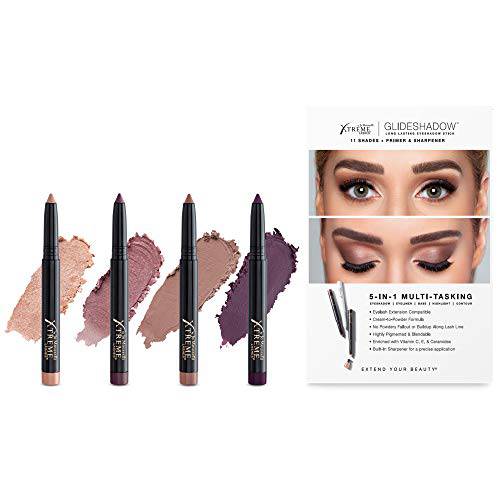Xtreme Lashes Glideshadow Long Lasting Eyeshadow Stick Quad Collection, Cream to Powder - Compatible with Eyelash Extensions - No Powdery Fallout or Buildup Along Lash Line
