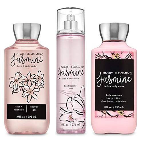 Bath and Body Works NIGHT BLOOMING JASMINE - Gift Set Body Lotion - Fragrance Mist and Shower Gel - Full Size