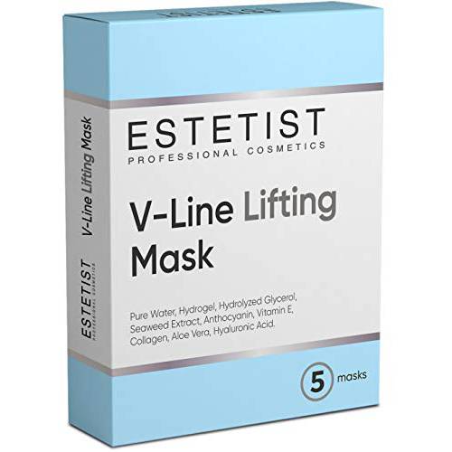 ESTETIST V Shaped Slimming Face Mask - Double Chin Reducer, Face Lift Tape Tightening Mask - Anti Aging, Anti Wrinkle, Firming, Jawline Slimmer (5 Pack)