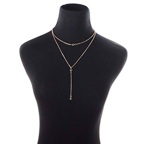 YienDoo Boho Y Necklace Chain Charming Rhinestone Pendant Multilayer Necklace for Women and Girls(Gold)