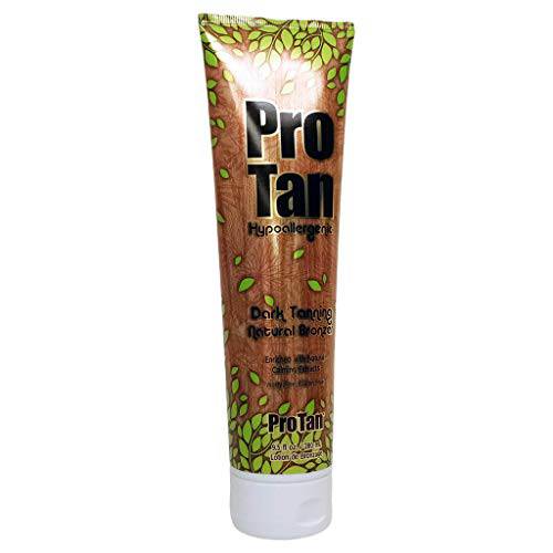 Pro Tan Hypoallergenic Natural Bronzer (9.5 ounces) Dark Tanning Natural Bronzer Lotion with Calming Extracts, Gluten-Free, DHA-Free
