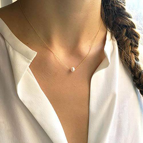 Yalice Tiny Pearl Choker Necklace Chain Short Pendant Necklaces Jewelry for Women and Girls