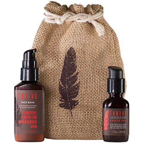 Thrive Natural Men’s Skin Care Set (3 Piece) - Grooming Gift Set To Wash, Shave, and Moisturize Daily Gift for Men Made in USA
