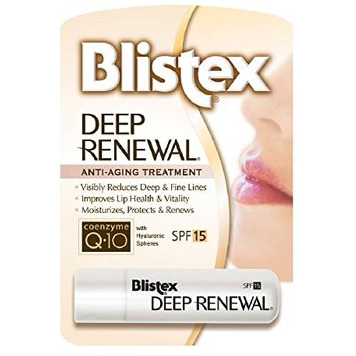 Blistex Deep Renewal, Anti-Aging Formula, 0.13 Ounce, Pack of 12 – Moisturizes, Protects & Revitalizes, Broad Spectrum SPF 15, For Younger Looking Lips, Softens & Smooths Lips, Hydrating Lip Balm