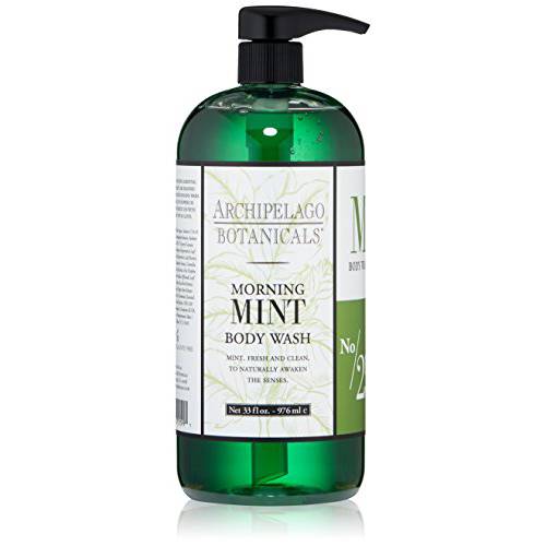 Archipelago Botanicals Morning Mint Body Wash | Stimulating and Cleansing Daily Cleanser | Free from Parabens and Sulfates (33 fl oz)