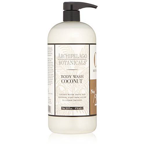 Archipelago Botanicals Coconut Body Wash | Decadent and Nourishing Daily Cleanser | Free from Parabens and Sulfates (33 fl oz)