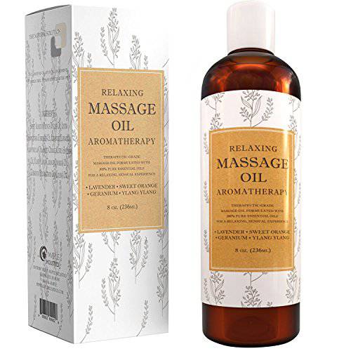Moisturizing Massage Oil for Massage Therapy - Relaxing Body Oil for Dry Skin and Anti Aging Skin Care - Moisturizing Full Body Massage Oil for Men and Women with Aromatherapy Oils for Self Care