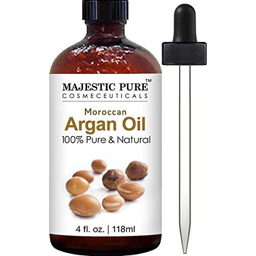 Majestic Pure Moroccan Argan Oil for Hair, Face, Nails, Beard & Cuticles - for Men and Women - Pure & Natural, 4 fl. oz.