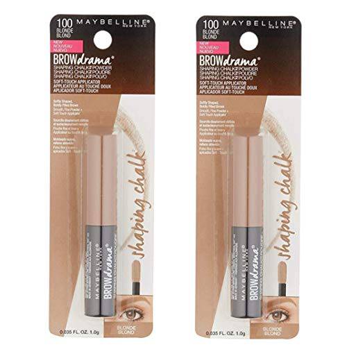 Pack of 2 Maybelline New York Brow Drama Shaping Chalk Powder, Blonde 100