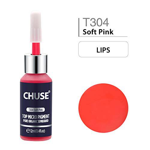 CHUSE T304, 12ml, Soft Pink, Passed SGS,DermaTest Top Micro Pigment Cosmetic Color Permanent Makeup Tattoo Ink