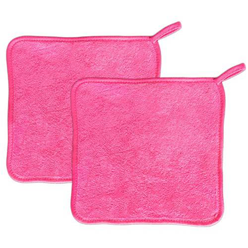 Makeup Remover Cloth (2 pack Pink) - Reusable Microfiber Facial Cleansing Towel - Wipes Face Clean