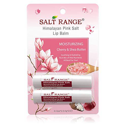 Salt Range Moisturizing Lip Balm Cherry & Shea Butter - Chapstick for Dry, Chapped lips & Cracked lips, Organic Chapstick, 2-Pack, 0.30 Ounce