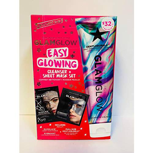 Glamglow Easy Glowing Cleanser Plus Sheet Mask Set 3 Pc Women, 3count