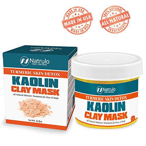 Turmeric Skin Detox Kaolin Clay Mask for Face & Body – Brightening, Detoxifying, Nourishing, Healing Mud Masque for Acne Scars – Vegan, Non GMO, All Natural