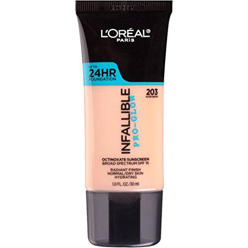 L’Oreal Paris Makeup Infallible Up to 24HR Pro-Glow Foundation, 203 Nude Beige