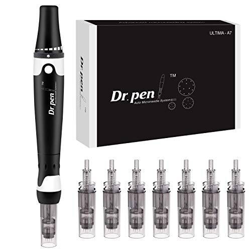 Derma Pen A7 Ultima Microneedling Pen - Electric Derma Auto Pen for Face and Body Skin Care Tool 0.25 mm Can be Adjustable + 7x12 Pins Cartridges
