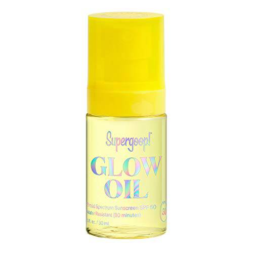 Supergoop Glow Oil, 1.0 fl oz - SPF 50 PA++++ Hydrating, Nourishing Vitamin E Body Oil + Reef-Friendly, Broad Spectrum Sunscreen Protection - With Marigold, Meadowfoam & Grape Seed Extracts