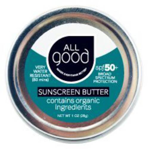 All Good Face Sunscreen Butter - UVA/UVB Broad Spectrum SPF 50+ Water Resistant, Coral Reef Friendly, Zinc, Beeswax, Vitamin E, Coconut Oil (1 oz)