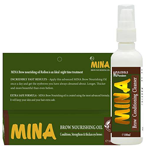 MINA Brow Conditioning & Eyebrow Growth Enhancer serum (10 ML Oil & 100 ML Cleanser for Ibrow)