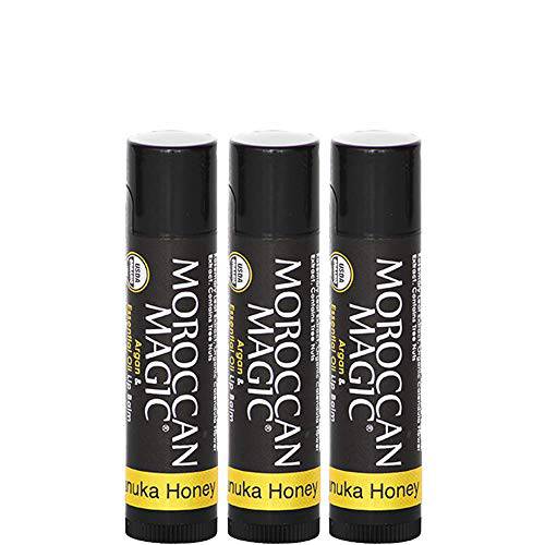 Moroccan Magic Organic Coconut Almond Lip Balm 3 Pack | Made with Natural Cold Pressed Argan and Essential Oils | High Quality Lip Balm | Smooth Application | Non-Toxic, Cruelty Free