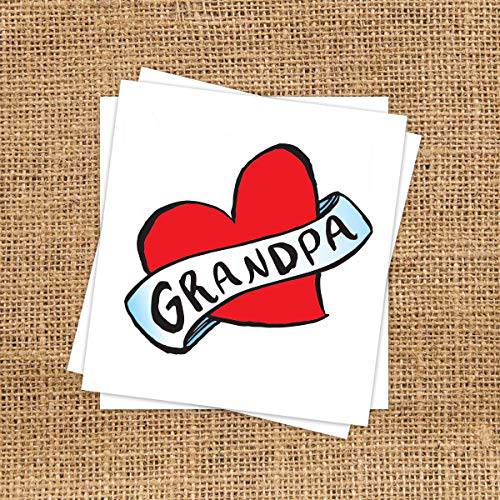 Grandpa Heart Temporary Tattoos (3 Pack) | Skin Safe | MADE IN THE USA| Removable
