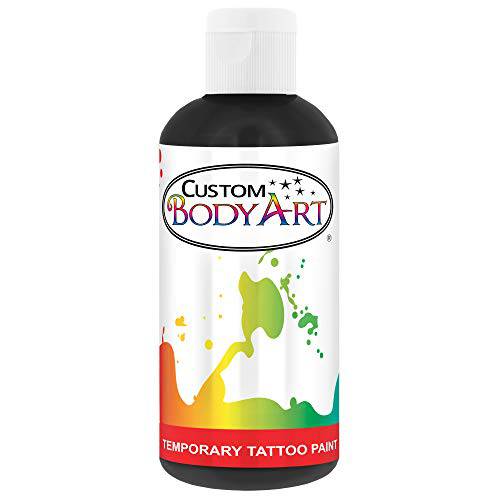 Custom Body Art 8-Ounce Black Temporary Airbrush Tattoo Body Art Paint Alcohol Based