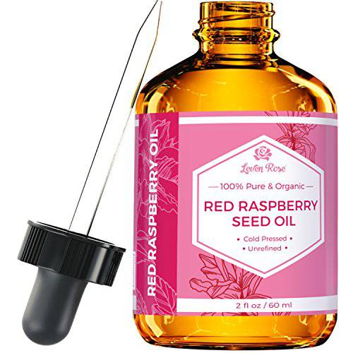 Leven Rose Red Raspberry Seed Oil, 100% Natural for Face, Hands, Scars, and Breakouts 2 oz