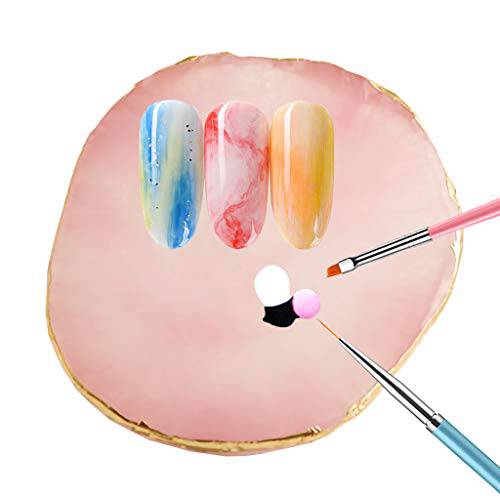 DSDecor Resin Nail Art Palette Nail Painting Makeup Palette Tray Cosmetic Nail Gel Polish Colors Mixing Pallet (Pink)