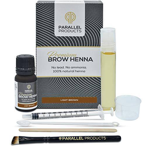 Parallel Products Spot Color Henna Kit - Henna Hair Dye - 5 grams - Tint for Professional Spot Coloring - With Nourishing Oil, Mixing Dish and Application Brush - Covers Grey Hair - Root Touch Up (Light Brown)