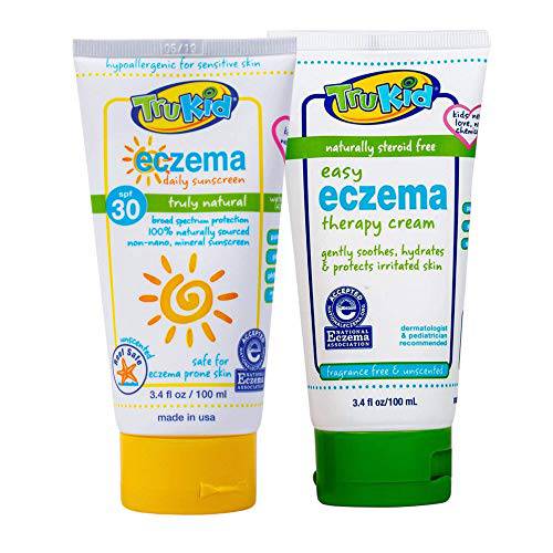 TruKid Eczema Daily Sunscreen and Easy Eczema Cream Bundle - Unscented - 3.4 oz Tubes