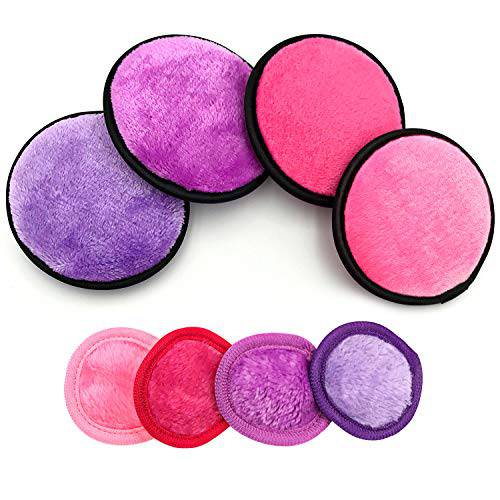 Mary lavender Multifunctional Makeup Remover Pads for Face Eyes 8 Pack, Washable Reusable Face Cleansing Wipes Puff, Makeup Remover Cloth, Powder Puff, Cotton Pads Cotton Rounds Makeup Wipes