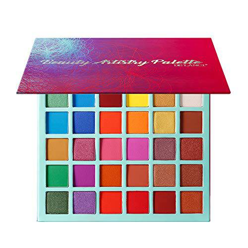DE’LANCI Eyeshadow Palette Rainbow Bright 36 Colors,Highly Pigmented Colorful Matte Shimmer Makeup Eye Shadow Pallet,Vibrant Red PurpleBlue Green Purple Brown Eye Shades Beauty Artistry Palette