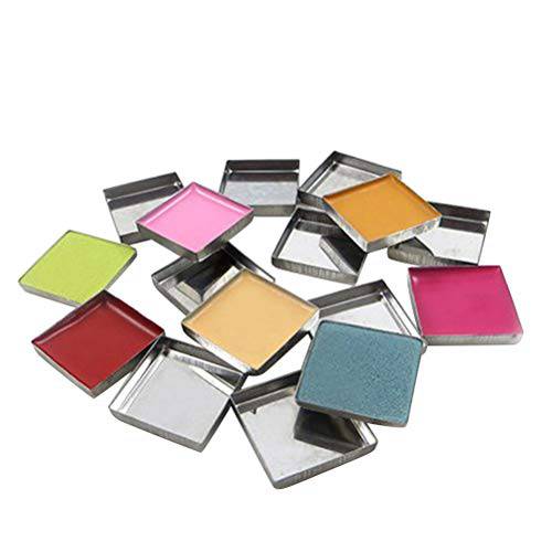 Lurrose 56pcs Empty Square Metal Pans for Magnetic Eyeshadow Makeup Palette Pressed Powder(26mm)