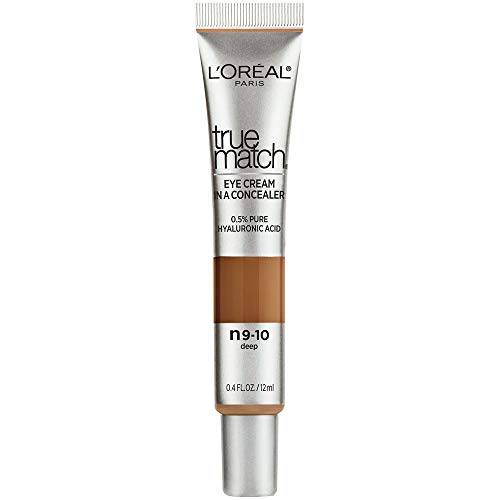 L’Oreal Paris True Match Eye Cream in a Concealer, 0.5% Hyaluronic Acid, Deep N9-10, 0.4 fl. Oz
