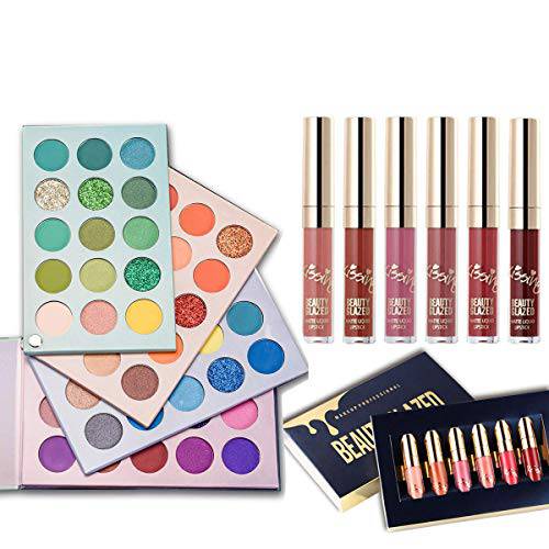 60 Colors Eyeshadow Palette 4 in1 Color Board Makeup Palette & 6 PCS Matte Birthday Edition Durable Liquid Lipstick Beauty Cosmetics Makeup Set