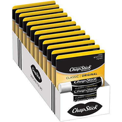 ChapStick Classic Original Lip Balm Tubes, Lip Care - 0.15 Oz - 3 Count (Pack of 12)