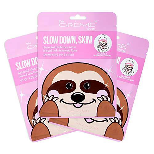 The Crème Shop Korean Skin Care Animal Face Mask Sheet 3 Pack (Sloth)