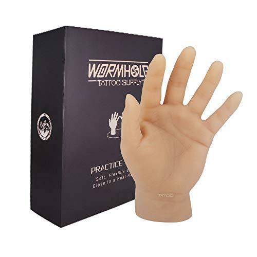 ITATOO Silicone Tattoo Practice Hand Fake Tattoo Hand Dummy Fake Tattoo Skin for Tattoo Artists and Beginners (Left Hand with Short Arm)