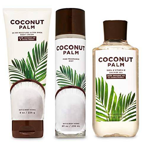 Bath & Body Works COCONUT PALM - Trio Gift Set - Body Cream - Shower Gel and Fragrance Mist - Full Size