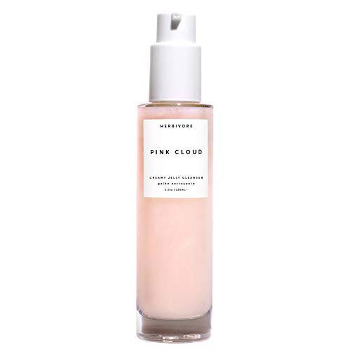 HERBIVORE Botanicals Pink Cloud Creamy Jelly Cleanser – Rosewater and Tremella Mushroom Face Wash Gently Hydrates and Removes Makeup (3.3 oz)