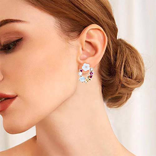 YienDoo Boho Earrings with Pearl Bow Wreath Flower Fashion Ear Stud for Women and Girls (Gold)